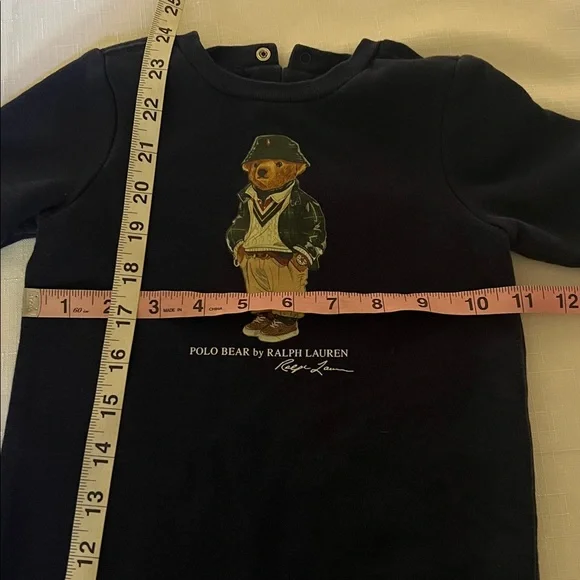 Polo Ralph Lauren Baby Bear Fleece Blue Coverall 9 Months - Picture 6 of 7